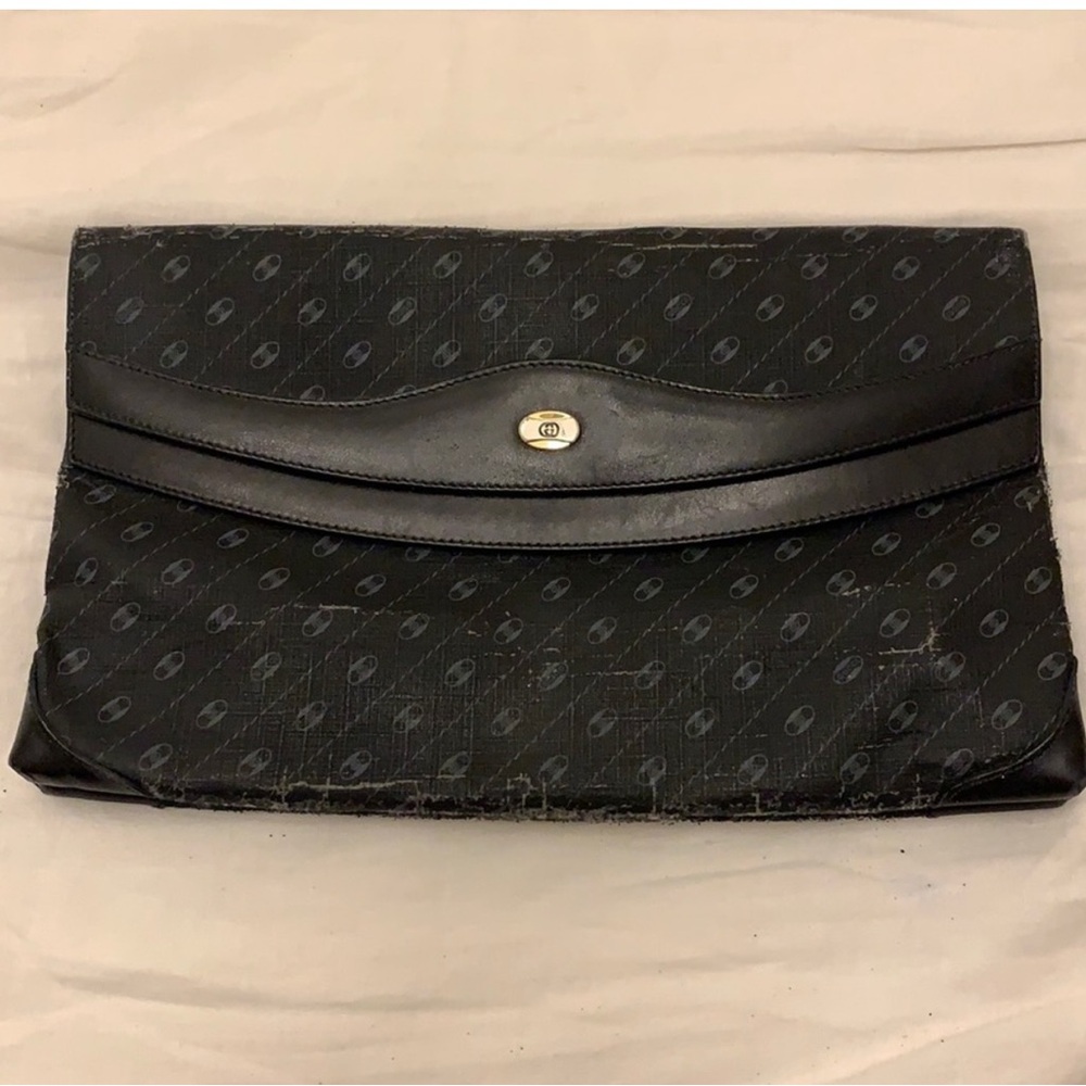 GUCCI vintage Woman’s black canvas Clutch Bag